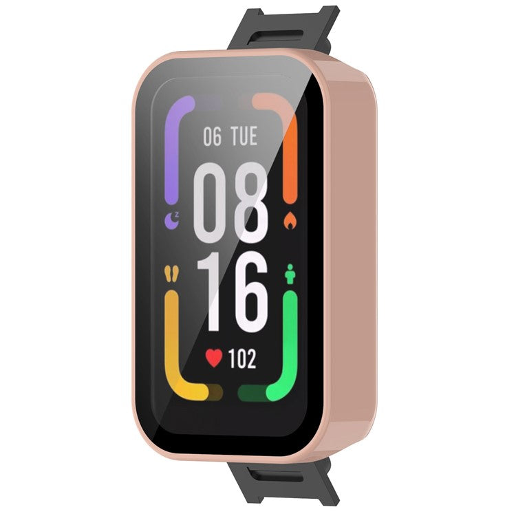 Built-in with Tempered Glass Screen Protector Anti-drop PC Watch Case for Xiaomi Redmi Smart Band Pro - Pink