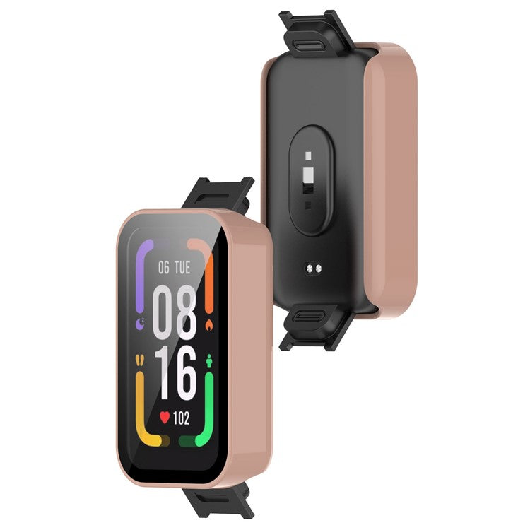 Built-in with Tempered Glass Screen Protector Anti-drop PC Watch Case for Xiaomi Redmi Smart Band Pro - Pink