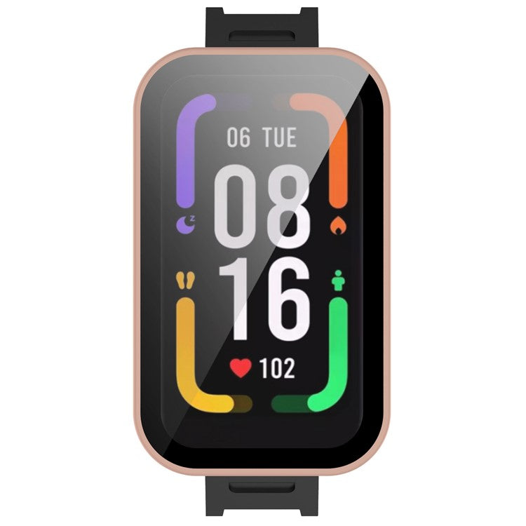 Built-in with Tempered Glass Screen Protector Anti-drop PC Watch Case for Xiaomi Redmi Smart Band Pro - Pink