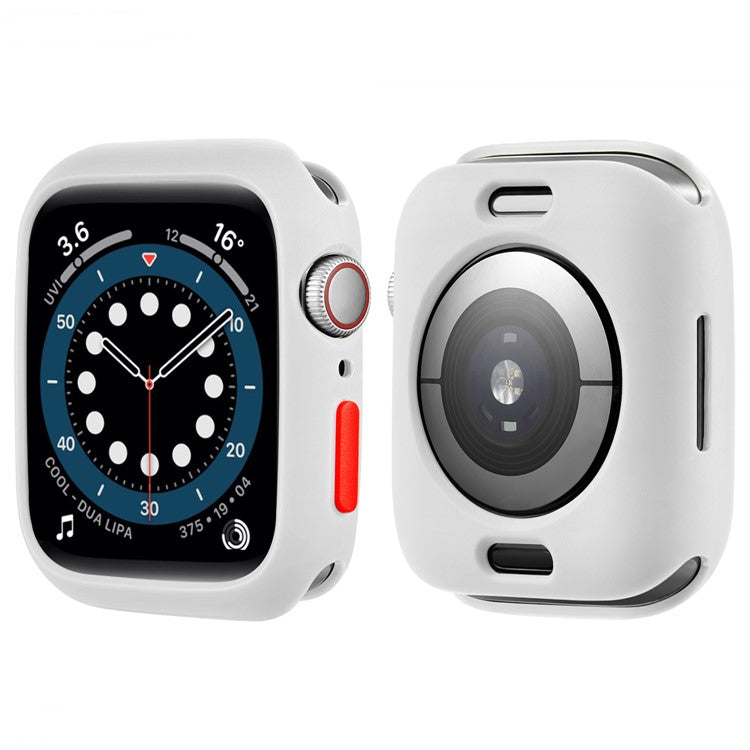 Candy Color Button Covered Soft TPU Protective Watch Case for Apple Watch Series 9 / 8 / 7 41mm - White / Red