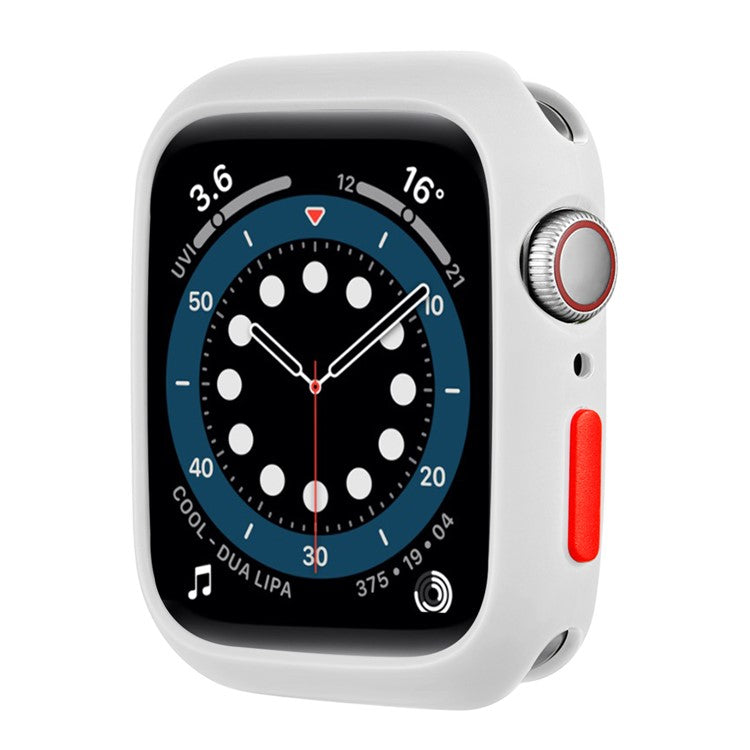 Candy Color Button Covered Soft TPU Protective Watch Case for Apple Watch Series 9 / 8 / 7 41mm - White / Red