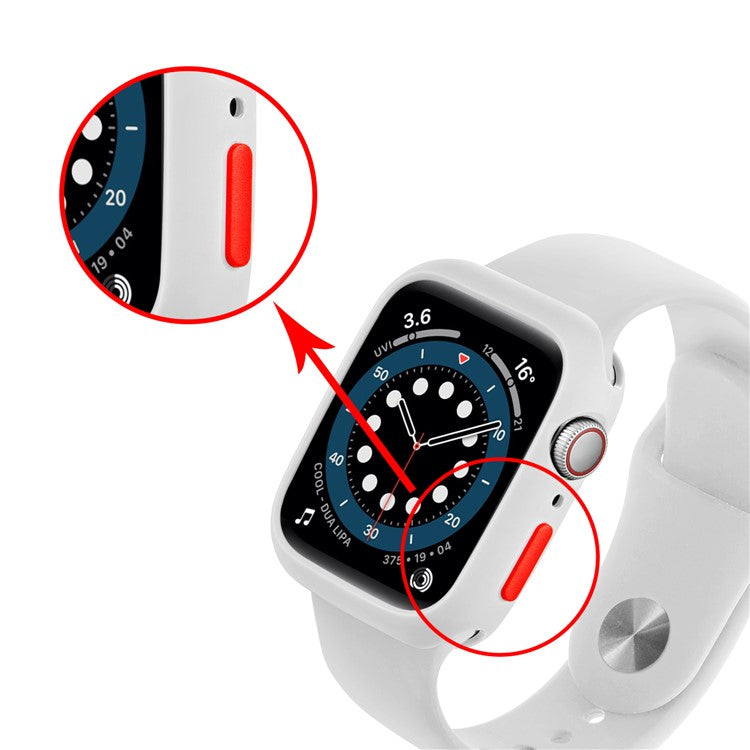 Candy Color Button Covered Soft TPU Protective Watch Case for Apple Watch Series 9 / 8 / 7 41mm - White / Red