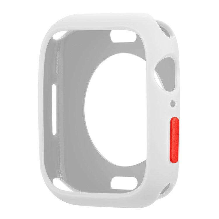 Candy Color Button Covered Soft TPU Protective Watch Case for Apple Watch Series 9 / 8 / 7 41mm - White / Red