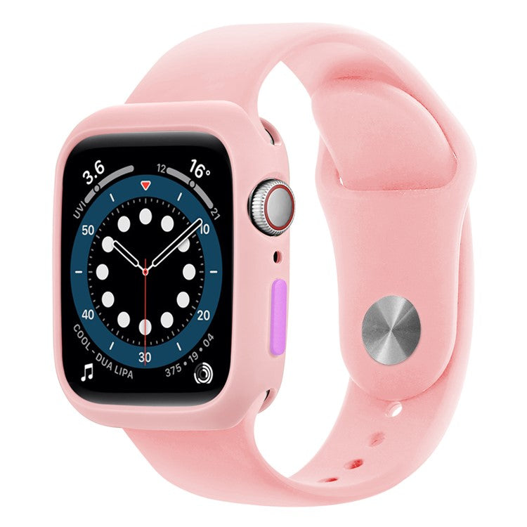 Candy Color Button Covered Soft TPU Protective Watch Case for Apple Watch Series 9 / 8 / 7 41mm - Pink / Purple