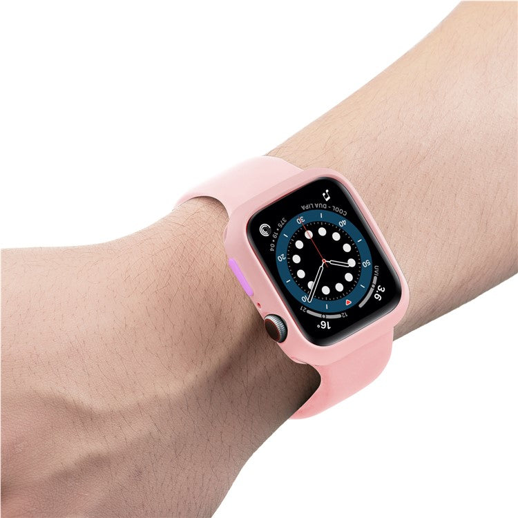 Candy Color Button Covered Soft TPU Protective Watch Case for Apple Watch Series 9 / 8 / 7 41mm - Pink / Purple