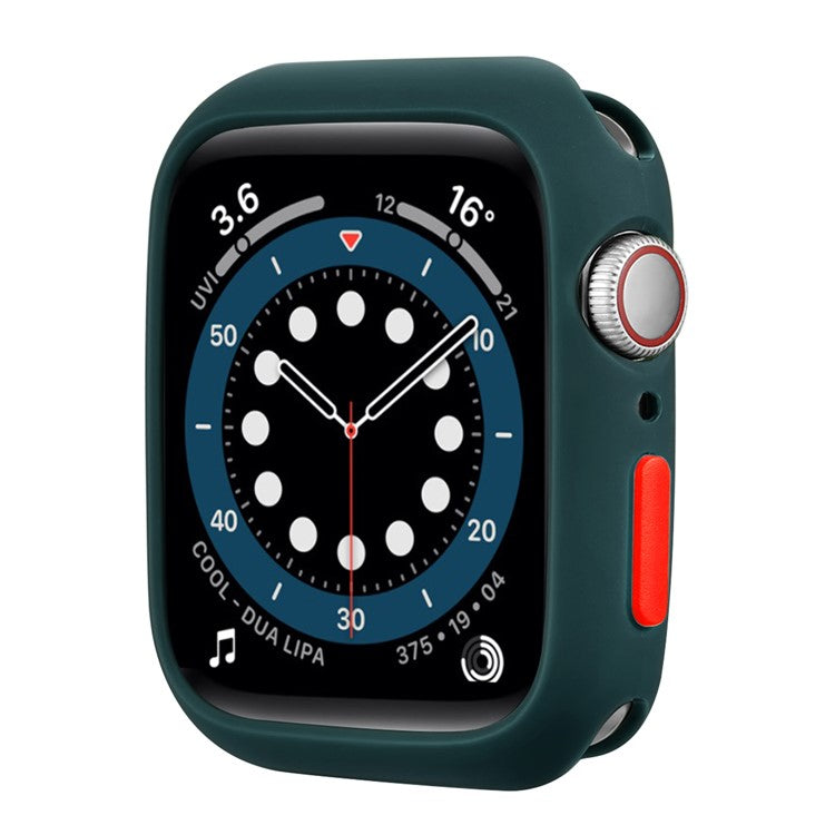 Candy Color Button Covered Soft TPU Protective Watch Case for Apple Watch Series 9 / 8 / 7 41mm - Blackish Green / Red