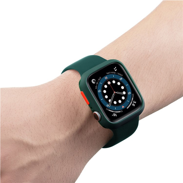Candy Color Button Covered Soft TPU Protective Watch Case for Apple Watch Series 9 / 8 / 7 41mm - Blackish Green / Red
