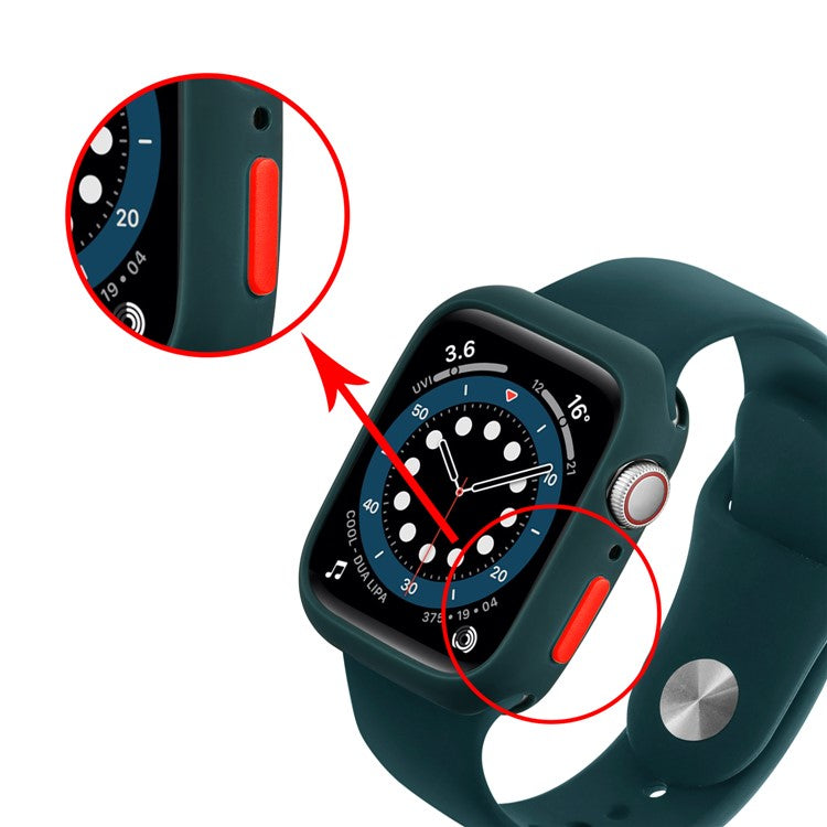 Candy Color Button Covered Soft TPU Protective Watch Case for Apple Watch Series 9 / 8 / 7 41mm - Blackish Green / Red