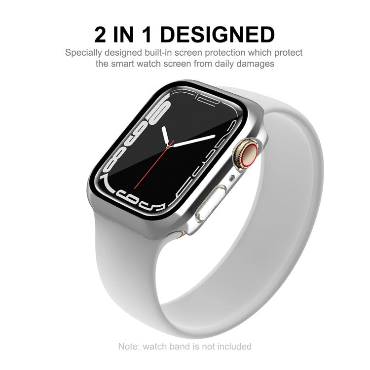 ENKAY HAT PRINCE Electroplating PC Smart Watch Case with 9H Tempered Glass Screen Protector for Apple Watch Series 9 / 8 / 7 41mm - Silver