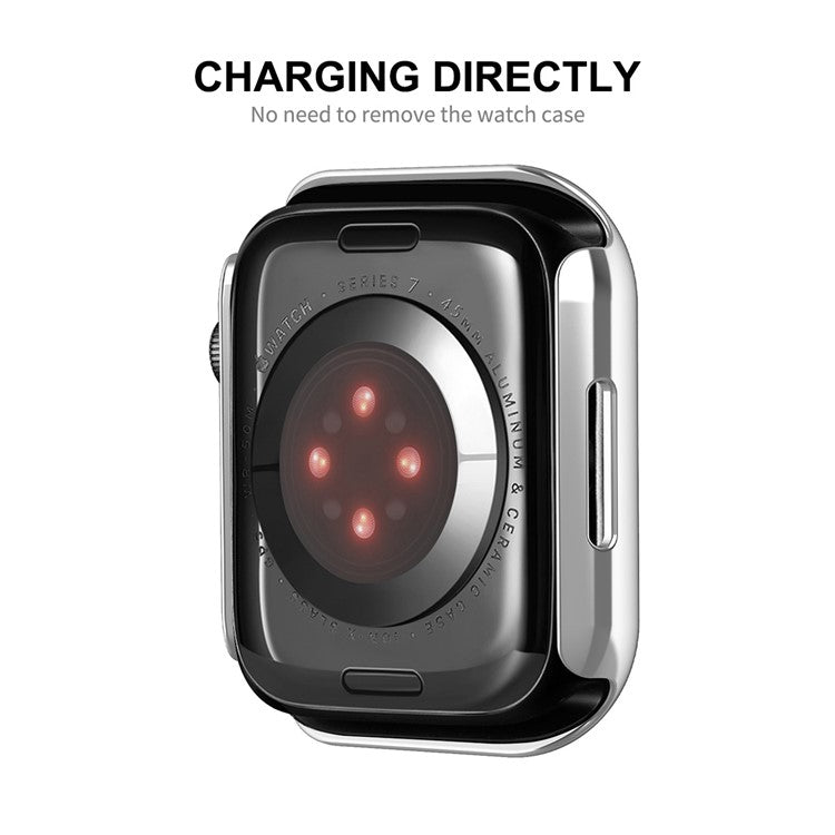 ENKAY HAT PRINCE Electroplating PC Smart Watch Case with 9H Tempered Glass Screen Protector for Apple Watch Series 9 / 8 / 7 41mm - Silver