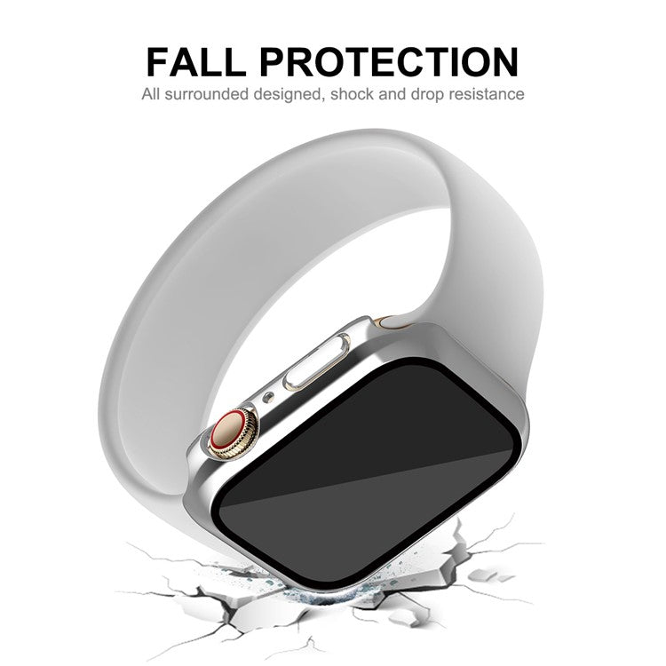 ENKAY HAT PRINCE Electroplating PC Smart Watch Case with 9H Tempered Glass Screen Protector for Apple Watch Series 9 / 8 / 7 41mm - Silver