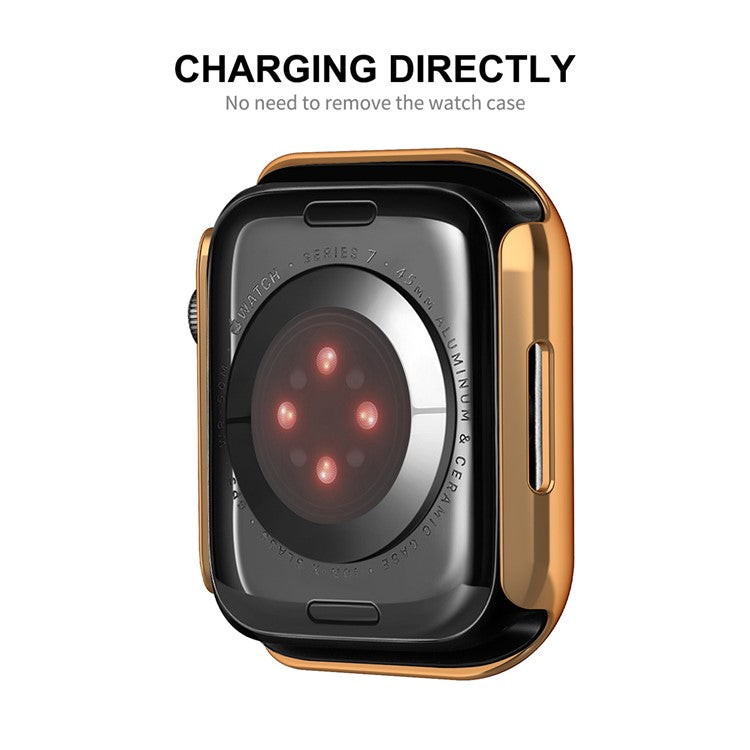ENKAY HAT PRINCE 9H Tempered Glass Film Electroplating Hard PC Watch Case Cover for Apple Watch Series 9 / 8 / 7 45mm - Rose Gold