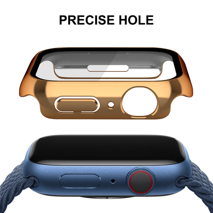 ENKAY HAT PRINCE 9H Tempered Glass Film Electroplating Hard PC Watch Case Cover for Apple Watch Series 9 / 8 / 7 45mm - Rose Gold