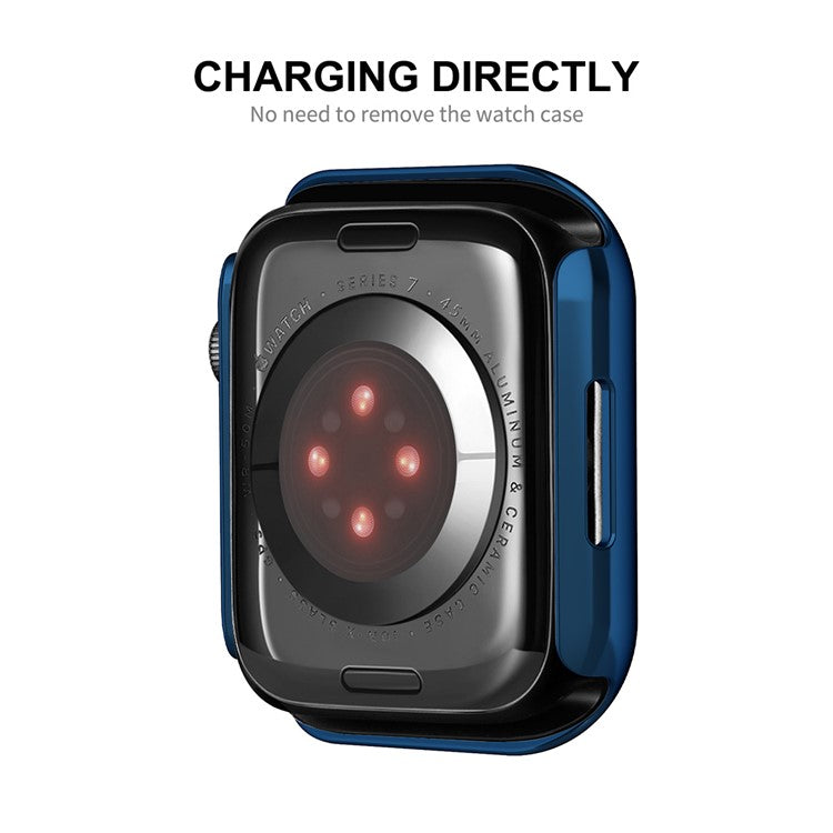 ENKAY HAT PRINCE 9H Tempered Glass Film Electroplating Hard PC Watch Case Cover for Apple Watch Series 9 / 8 / 7 45mm - Sapphire