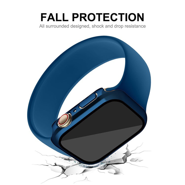 ENKAY HAT PRINCE 9H Tempered Glass Film Electroplating Hard PC Watch Case Cover for Apple Watch Series 9 / 8 / 7 45mm - Sapphire