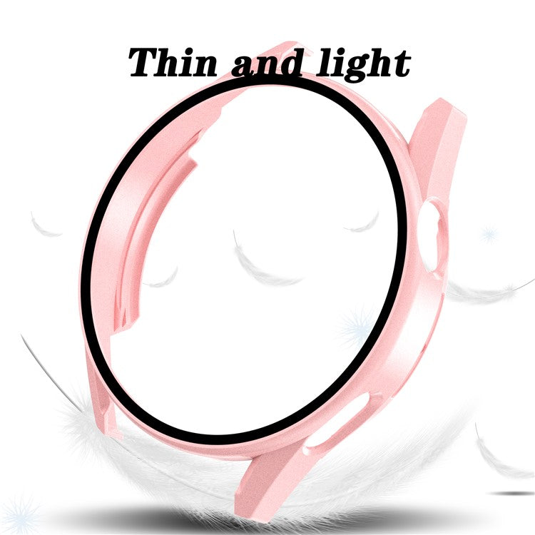 Electroplating Frosted Anti-drop Watch Case Frame with Tempered Glass Screen Protective Film for Huawei Watch GT 3 42mm - Pink