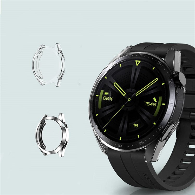 For Huawei Watch GT 3 46mm Clear Full Coverage Soft TPU Electroplated Watch Protective Case