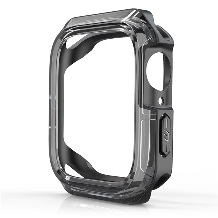 For Apple Watch Series 9 / 8 / 7 41mm TPU+PC Clear Dual-color Smart Watch Case Protective Cover - Transparent Black / Black