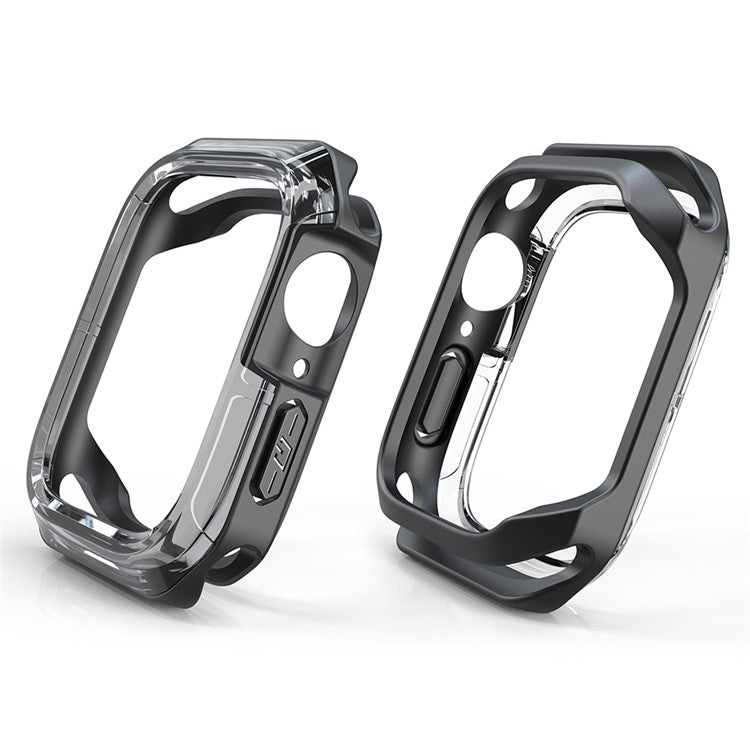 For Apple Watch Series 9 / 8 / 7 41mm TPU+PC Clear Dual-color Smart Watch Case Protective Cover - Transparent Black / Black