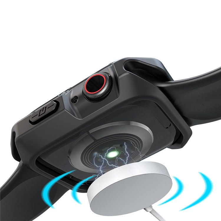 For Apple Watch Series 9 / 8 / 7 41mm TPU+PC Clear Dual-color Smart Watch Case Protective Cover - Transparent Black / Black