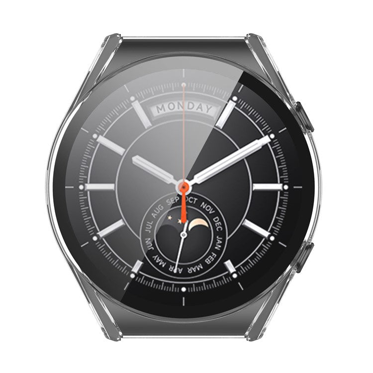 For Xiaomi Watch S1 Hard PC Anti-drop Protective Case with Built-in Anti-scratch Tempered Glass Screen Protector - Transparent