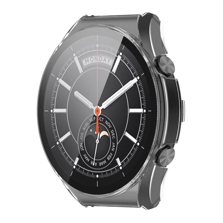 For Xiaomi Watch S1 Hard PC Anti-drop Protective Case with Built-in Anti-scratch Tempered Glass Screen Protector - Transparent