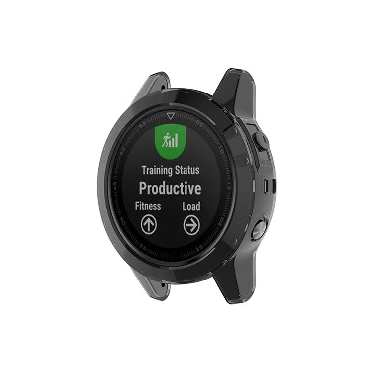 Transparent Watch Case for Garmin Fenix 5/5 Plus Full Coverage Soft TPU Protective Cover - Transparent Black
