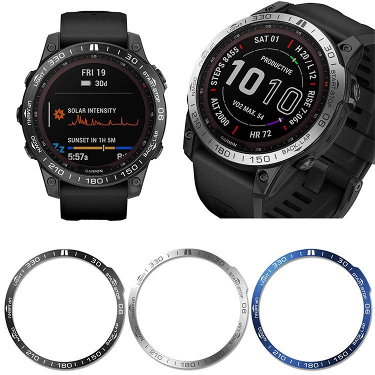 For Garmin Fenix 7 Sporty Scale Design Stainless Steel Watch Bezel Protective Ring - Black/White