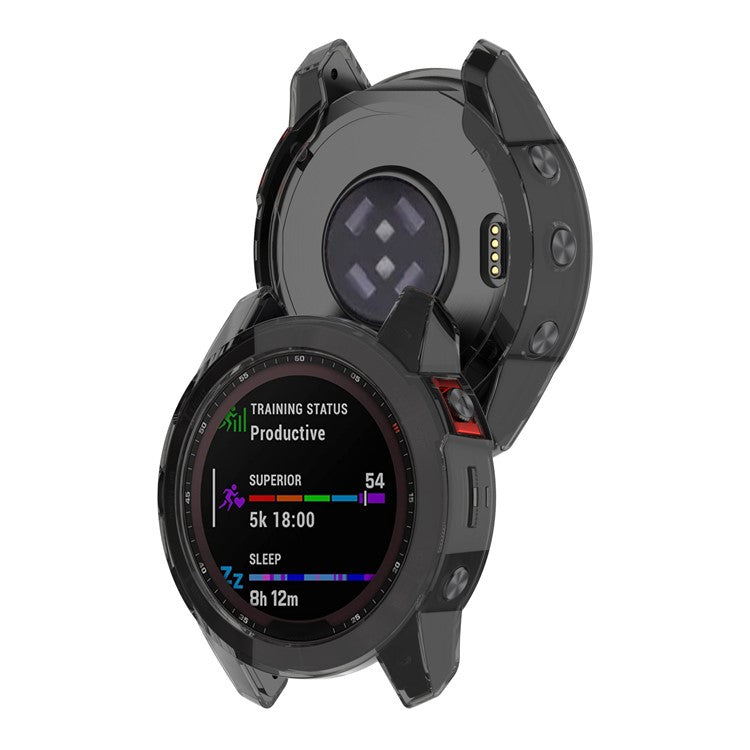 For Garmin Epix Gen2 Anti-fall Anti-scratch Transparent Watch Case Durable TPU Protective Cover - Transparent Black