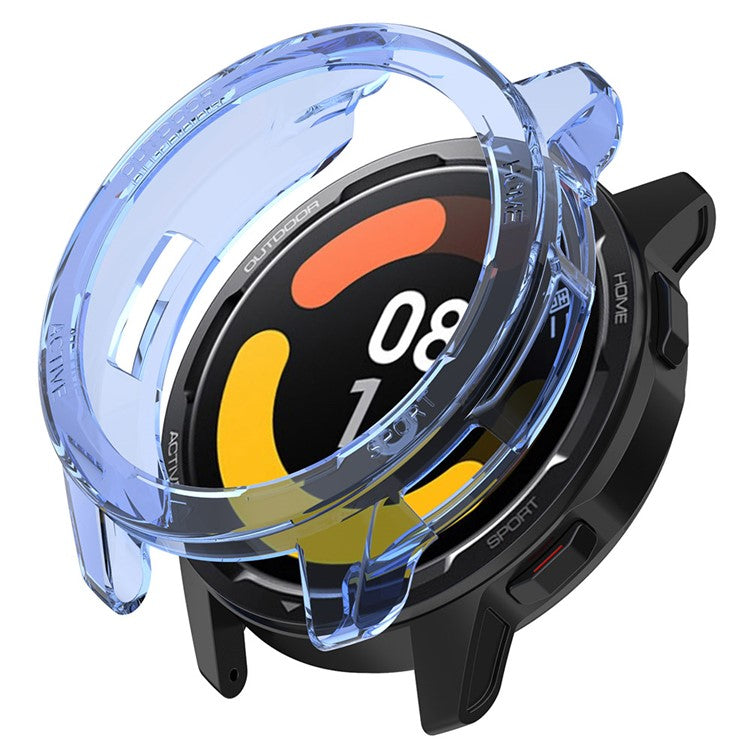 For Xiaomi Watch S1 Active/Watch Color 2 Anti-fall Transparent Watch Case TPU Cover Protector - Transparent Blue