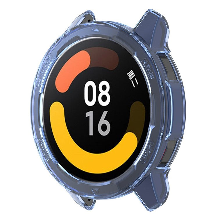 For Xiaomi Watch S1 Active/Watch Color 2 Anti-fall Transparent Watch Case TPU Cover Protector - Transparent Blue