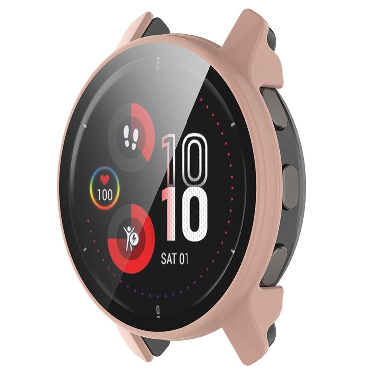 For Garmin Venu2 Plus Durable Hard PC Watch Cover Case with Built-in Tempered Glass Screen Protector - Pink