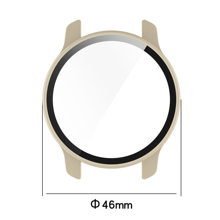 For Garmin Venu2 Plus Durable Hard PC Watch Cover Case with Built-in Tempered Glass Screen Protector - Pink