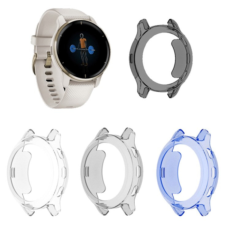 For Garmin Venu2 Plus Quick Release Watch Case Soft TPU Anti-fall Sports Watch Protector - Transparent Blue
