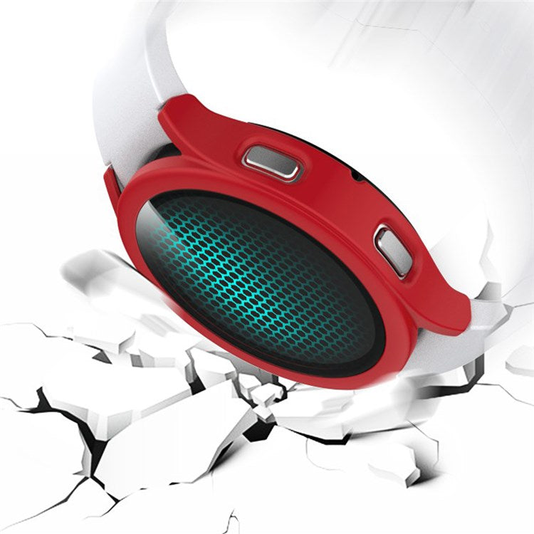 For Samsung Galaxy Watch4 44mm Anti-Scratch Matte PC Case with Tempered Glass Screen Protector Anti-Drop Smart Watch Cover - Red