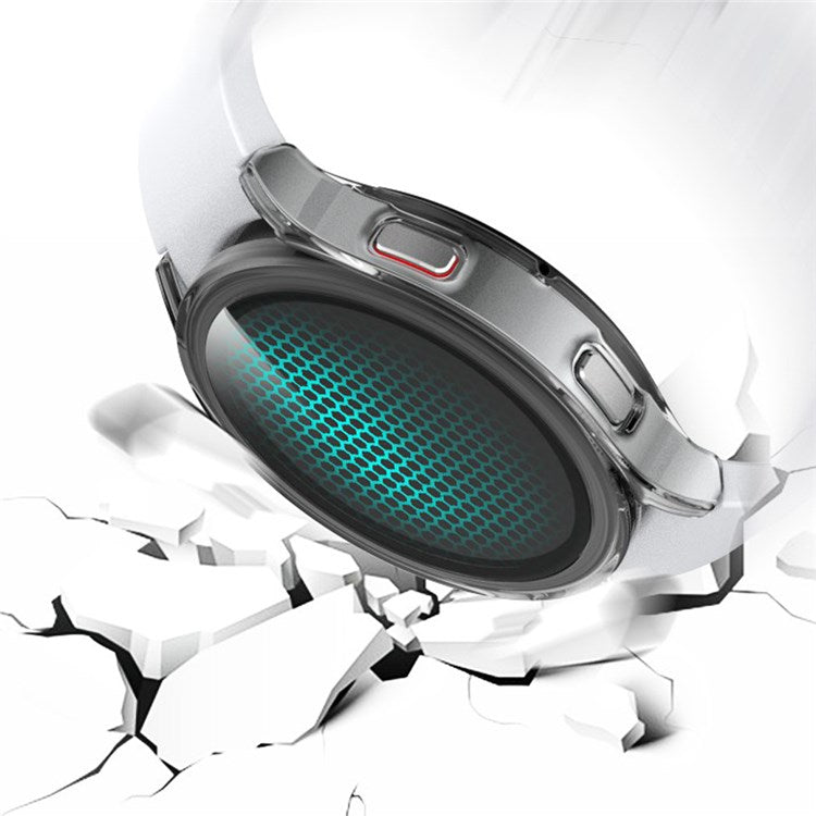 For Samsung Galaxy Watch4 44mm Anti-Scratch Matte PC Case with Tempered Glass Screen Protector Anti-Drop Smart Watch Cover - Transparent