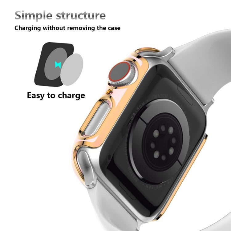 For Apple Watch Series 4 / 5 / 6 44mm / SE 44mm / SE (2022) 44mm Stylish Dual Color Watch Case PC Electroplating Anti-scratch Half Protective Cover - Pink / Gold