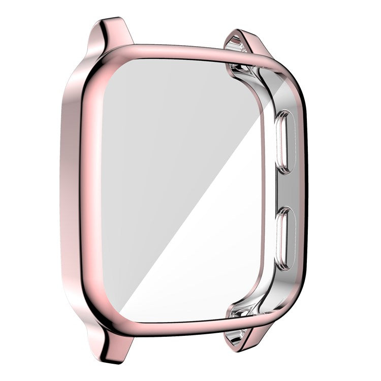 For Garmin Venu Sq Soft TPU Electroplated Frame Watch Case Full Protection Screen Protector Cover - Pink