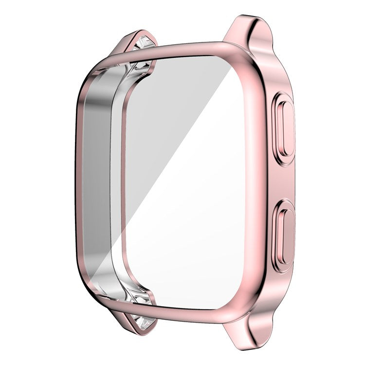 For Garmin Venu Sq Soft TPU Electroplated Frame Watch Case Full Protection Screen Protector Cover - Pink