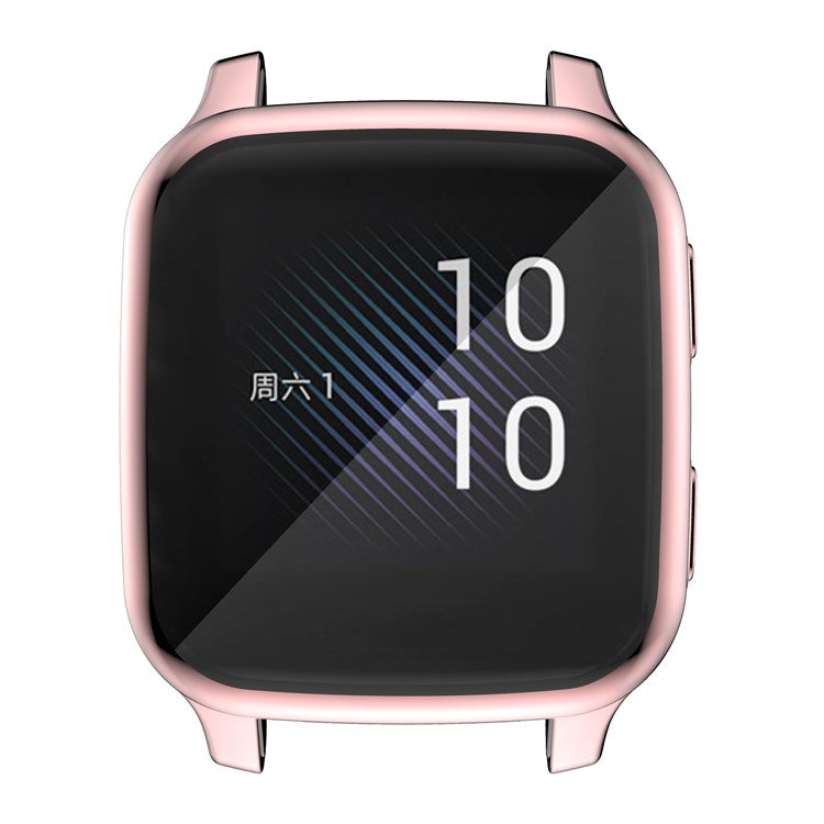 For Garmin Venu Sq Soft TPU Electroplated Frame Watch Case Full Protection Screen Protector Cover - Pink