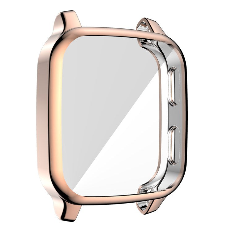 For Garmin Venu Sq Soft TPU Electroplated Frame Watch Case Full Protection Screen Protector Cover - Rose Gold