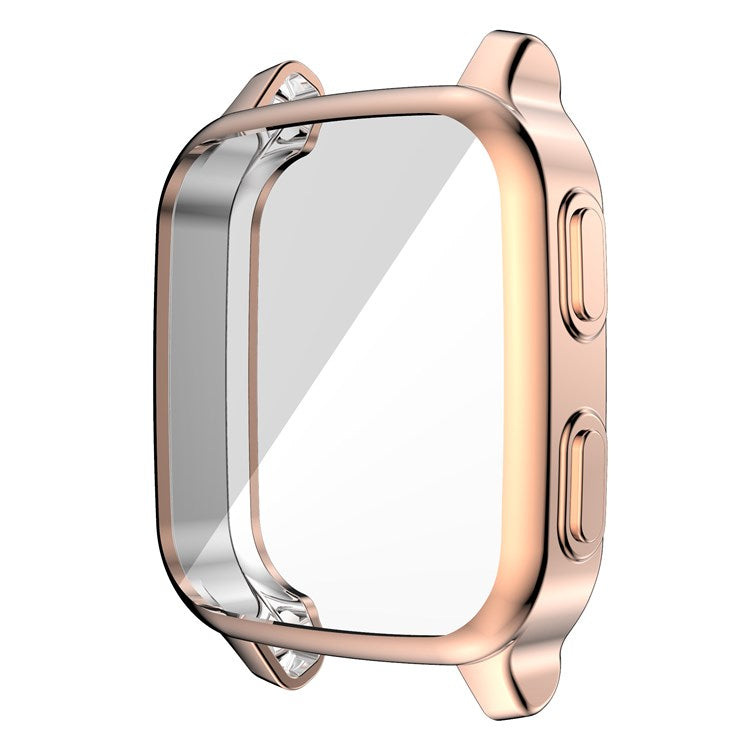 For Garmin Venu Sq Soft TPU Electroplated Frame Watch Case Full Protection Screen Protector Cover - Rose Gold