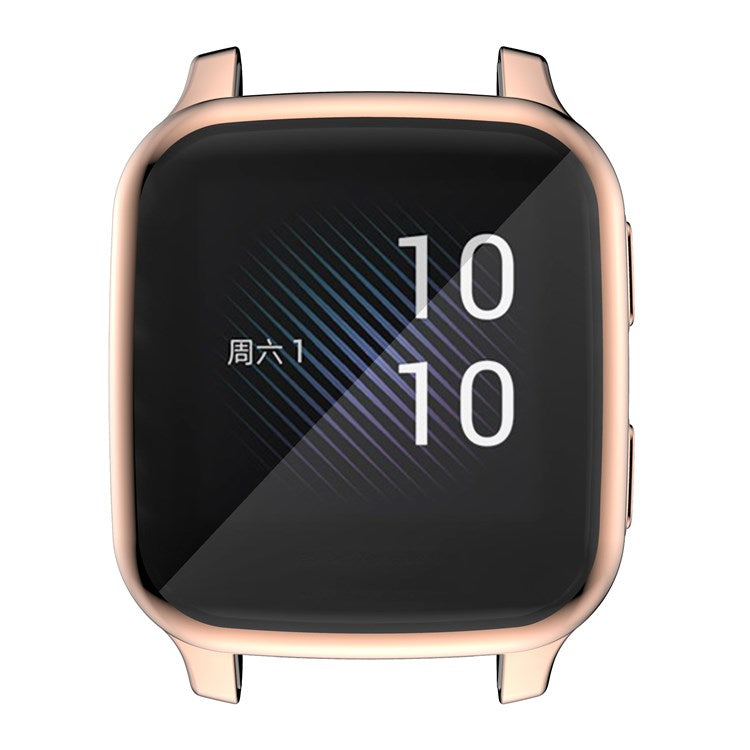 For Garmin Venu Sq Soft TPU Electroplated Frame Watch Case Full Protection Screen Protector Cover - Rose Gold
