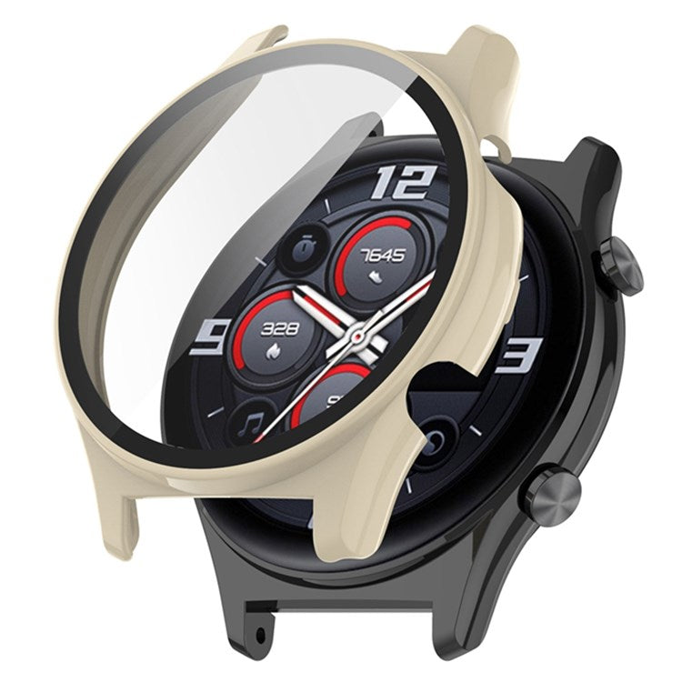 For Honor Watch GS3 46mm Hard PC Anti-drop Watch Case with Tempered Glass Screen Protector - Beige