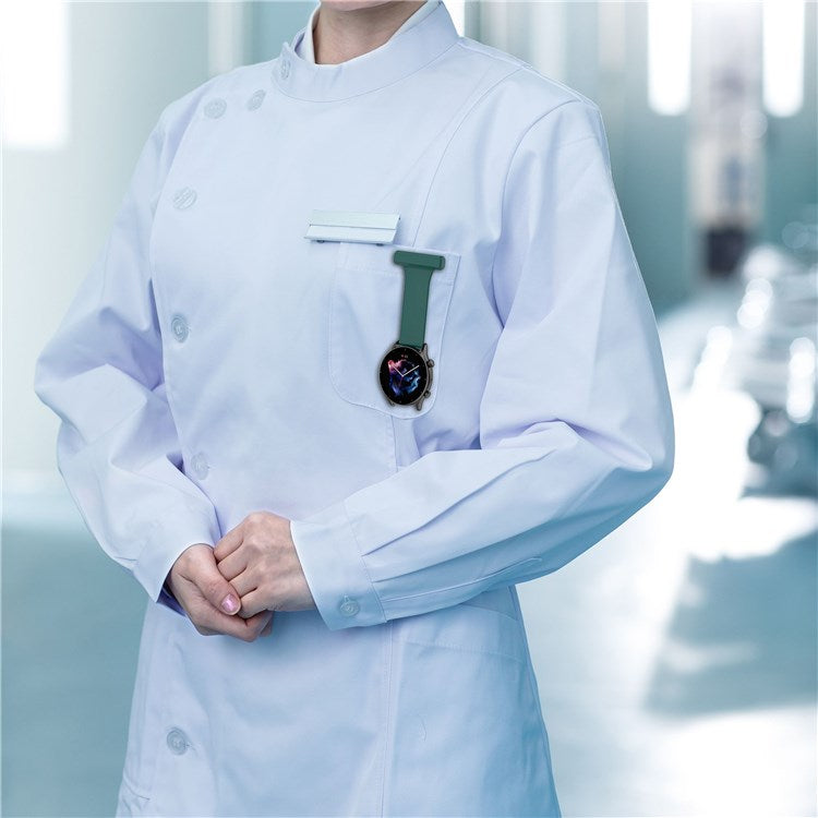 For Huawei Watch GT Runner/Samsung Galaxy Watch3 45mm Pin Style 22mm Doctor Nurse Watch Silicone Strap Hanging Buckle - Wine Red