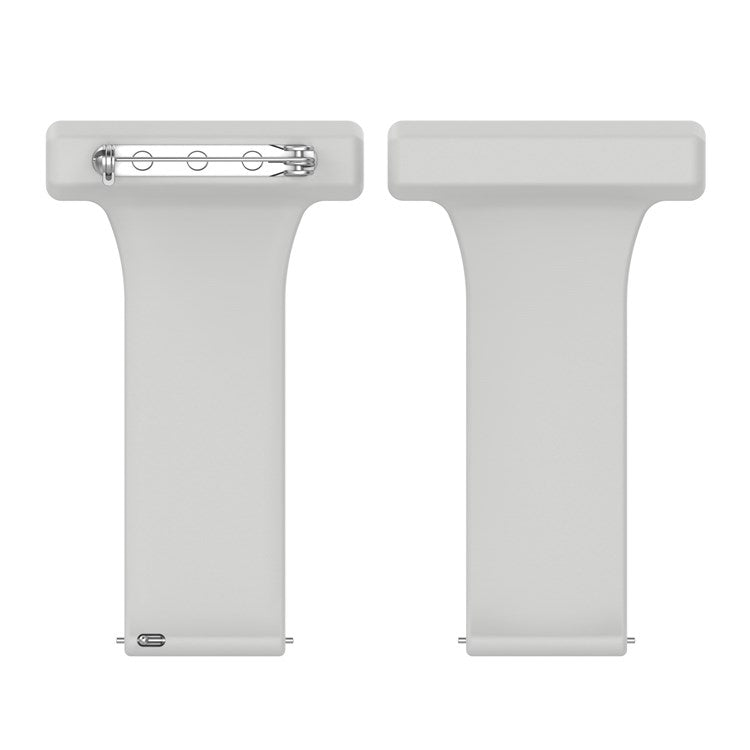 For Huawei Watch GT Runner/Samsung Galaxy Watch3 45mm Pin Style 22mm Doctor Nurse Watch Silicone Strap Hanging Buckle - Light Grey