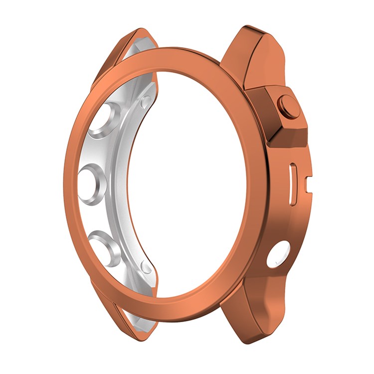 For Garmin Fenix 7X/Fenix 7X Solar Electroplating Soft TPU Hollow Out Bumper Frame Case Cover - Rose Gold