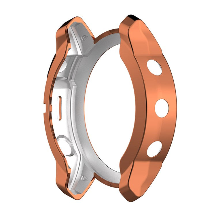For Garmin Fenix 7X/Fenix 7X Solar Electroplating Soft TPU Hollow Out Bumper Frame Case Cover - Rose Gold