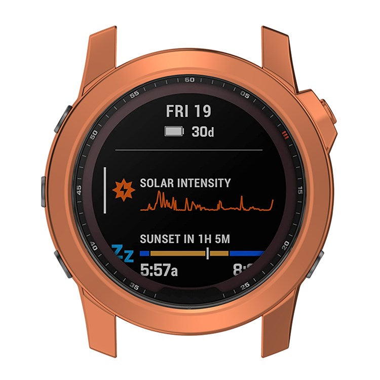For Garmin Fenix 7X/Fenix 7X Solar Electroplating Soft TPU Hollow Out Bumper Frame Case Cover - Rose Gold