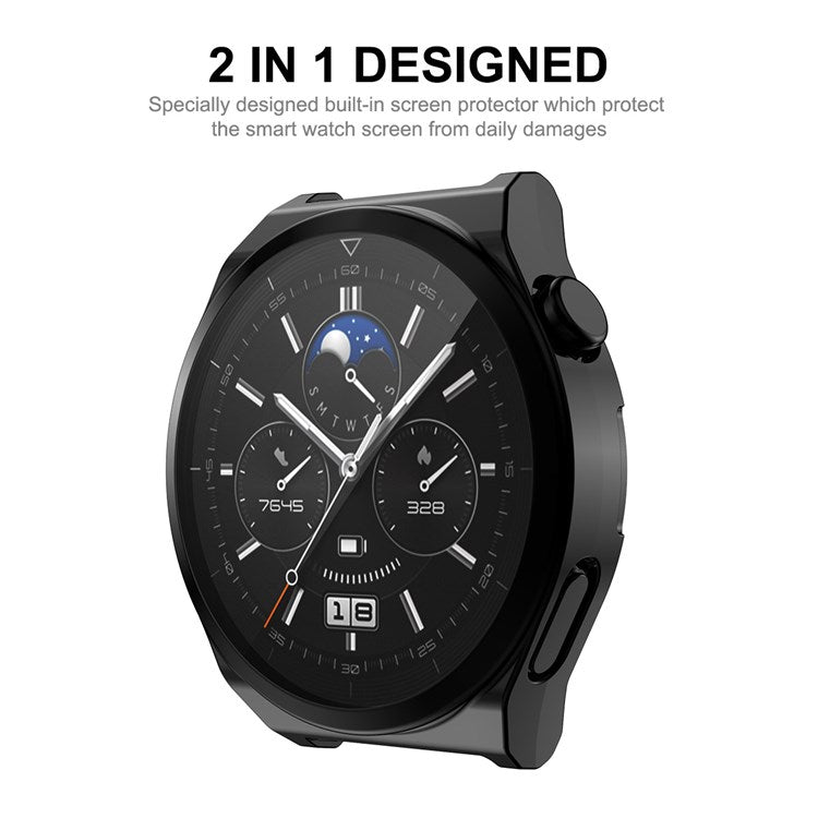 ENKAY HAT PRINCE For Huawei Watch GT 3 Pro 43mm Full Protection Electroplated TPU Smart Watch Case with Sensitive Touch Tempered Glass Screen Protector - Grey